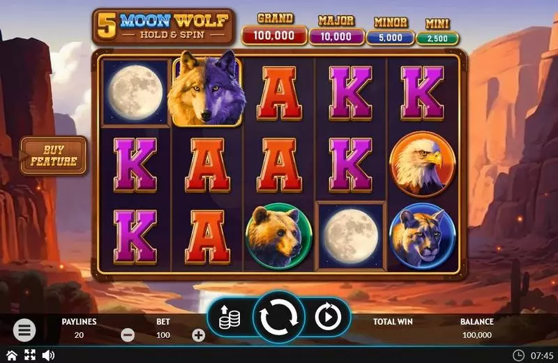 5 Moon Woolf Apparat Gaming Slots - Main Screen Reels