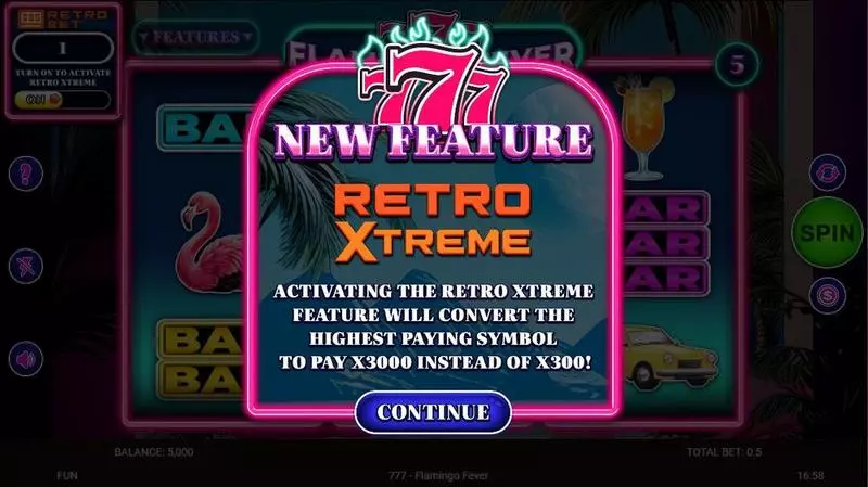 777 – Flamingo Fever Spinomenal Slots - Introduction Screen