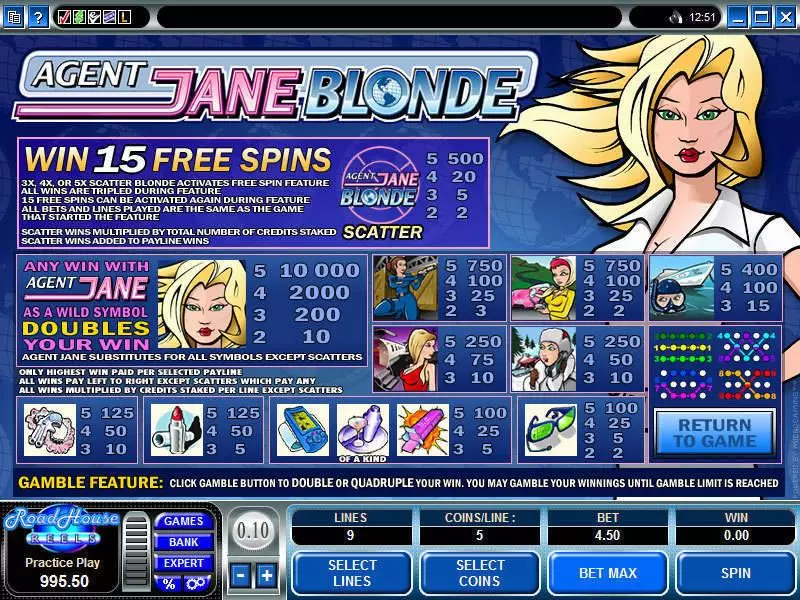 Agent Jane Blonde Microgaming Slots - Info and Rules
