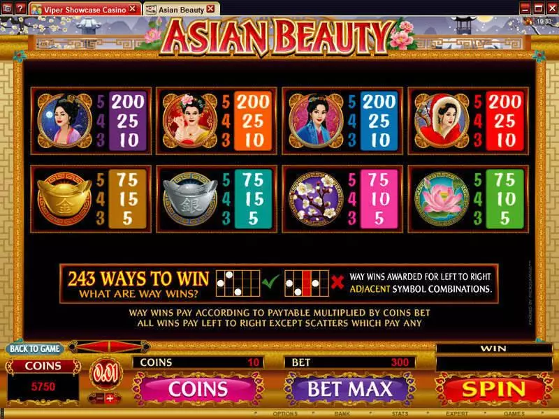 Asian Beauty Microgaming Slots - Info and Rules