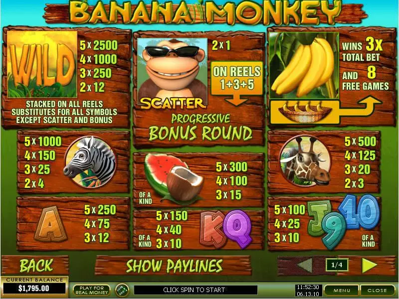 Banana Monkey PlayTech Slots - Info and Rules