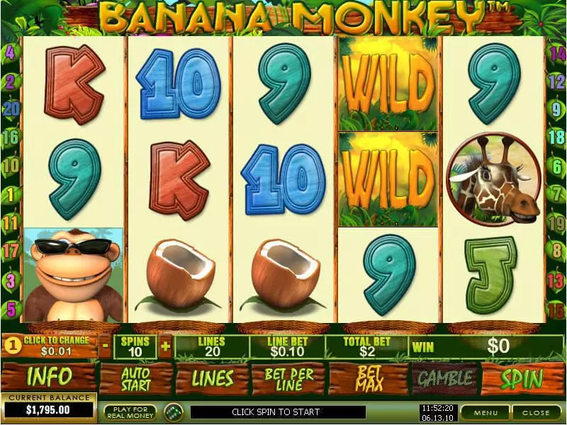 Banana Monkey PlayTech Slots - Main Screen Reels