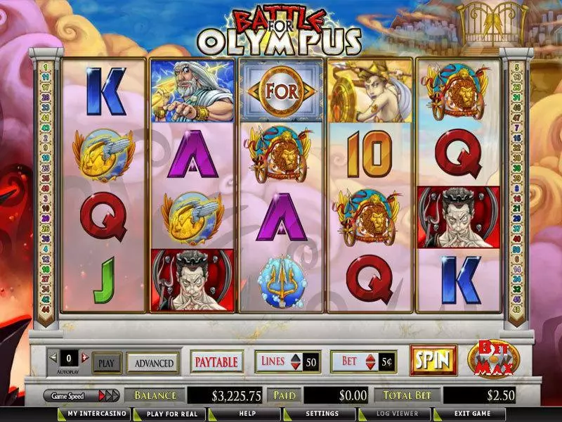 Battle for Olympus CryptoLogic Slots - Main Screen Reels