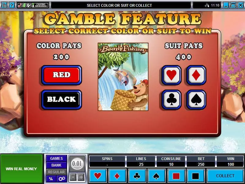 Bearly Fishing Microgaming Slots - Gamble Screen
