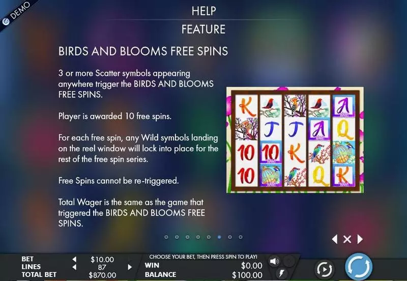 Birds & Blooms Genesis Slots - Info and Rules