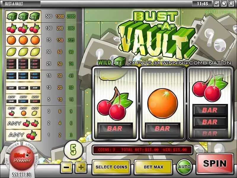 Bust-A-Vault Rival Slots - Main Screen Reels