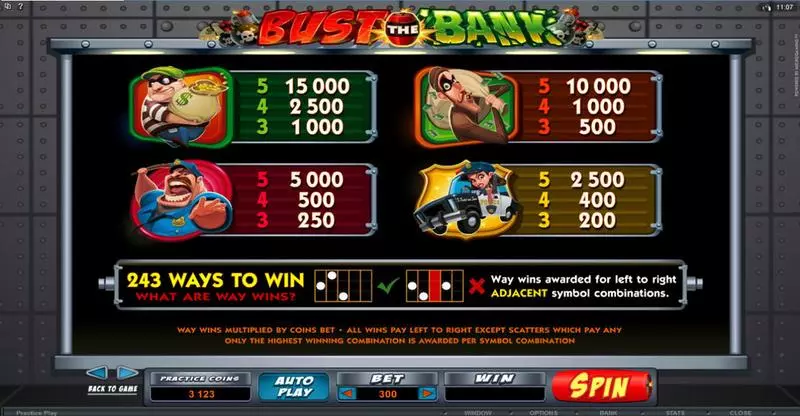 Bust the Bank Microgaming Slots - Info and Rules