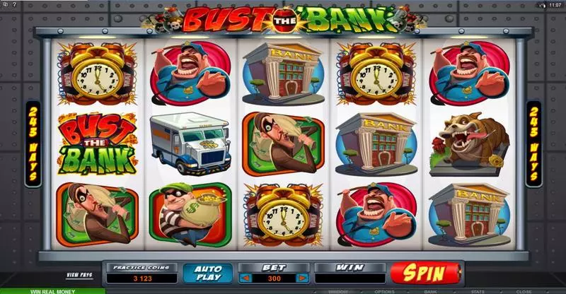 Bust the Bank Microgaming Slots - Main Screen Reels