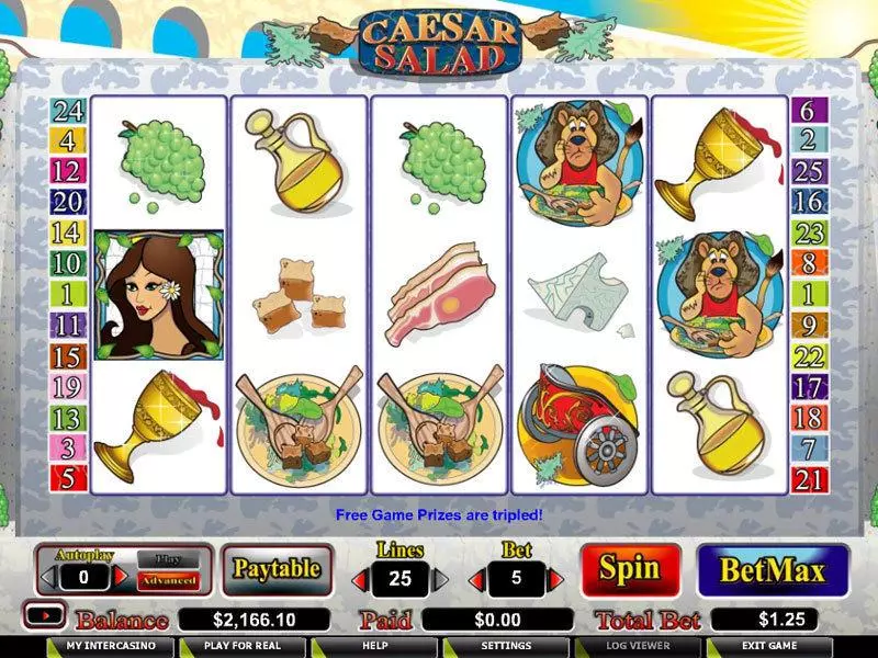Caesar Salad CryptoLogic Slots - Main Screen Reels