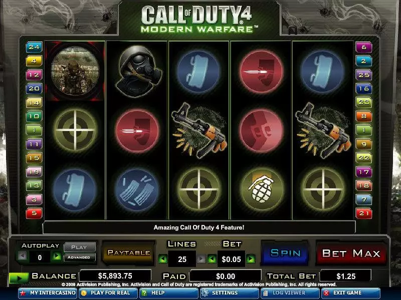 Call of Duty 4 CryptoLogic Slots - Main Screen Reels