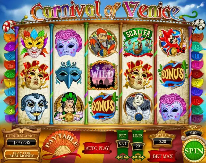 Carnival of Venice Topgame Slots - Main Screen Reels