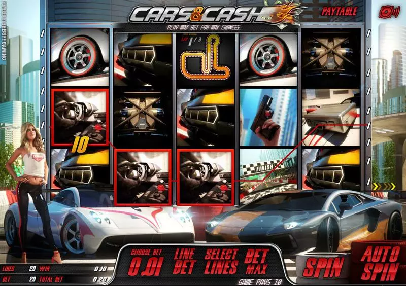 Cars & Ca$h Sheriff Gaming Slots - Main Screen Reels