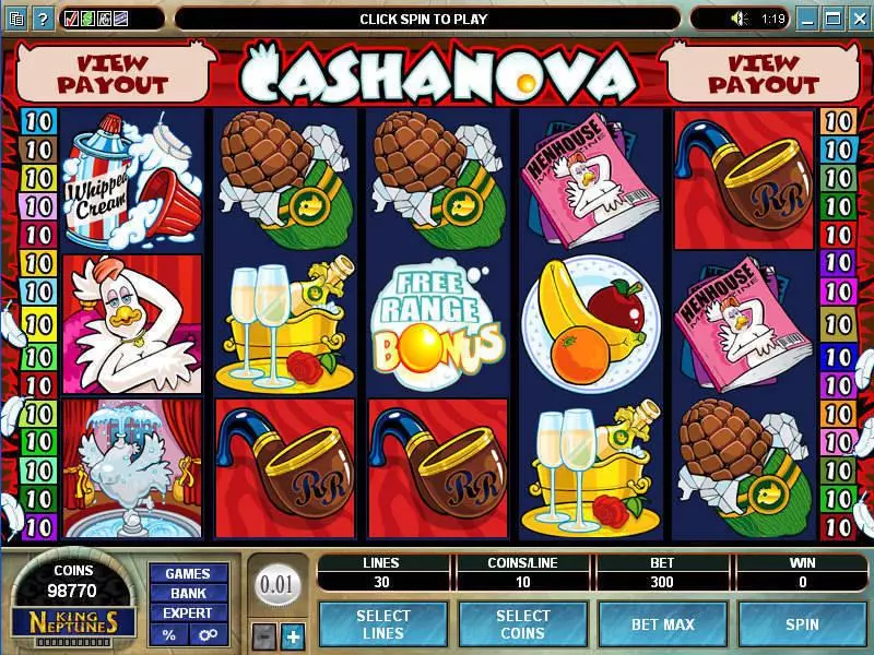 Cashanova Microgaming Slots - Main Screen Reels