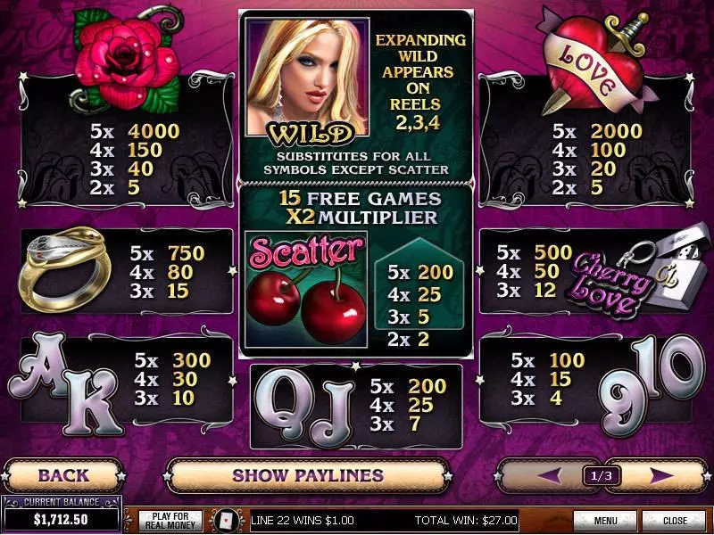 Cherry Love PlayTech Slots - Info and Rules