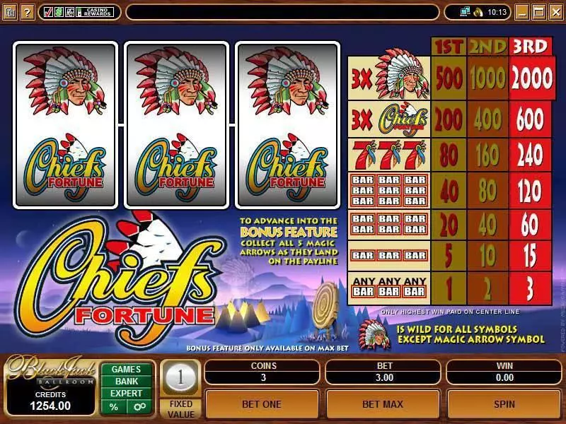 Chiefs Fortune Microgaming Slots - Main Screen Reels