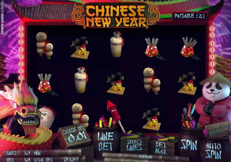 Chinese New Year Sheriff Gaming Slots - Main Screen Reels