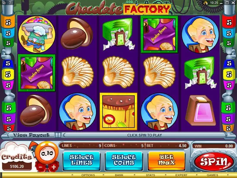 Chocolate Factory Microgaming Slots - Main Screen Reels
