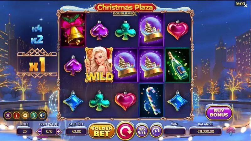 Christmas Plaza DoubleMax Yggdrasil Slots - Main Screen Reels
