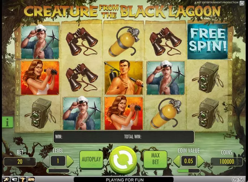 Creature from the Black Lagoon NetEnt Slots - Main Screen Reels