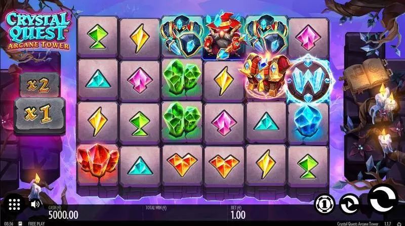 Crystal Quest: ArcaneTower Thunderkick Slots - Main Screen Reels