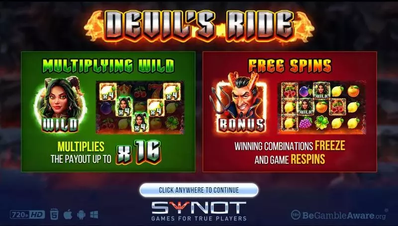 Devils Ride Synot Games Slots - Main Screen Reels