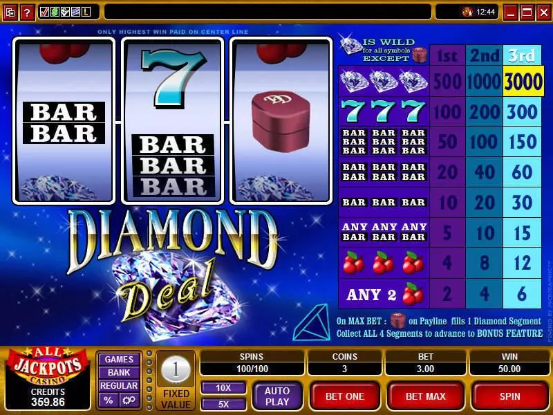 Diamond Deal Microgaming Slots - Main Screen Reels