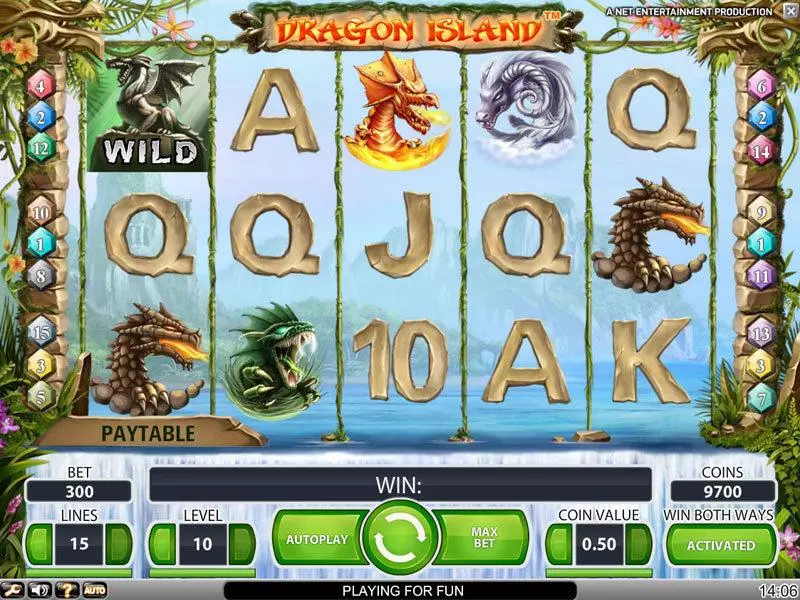 Dragon Island NetEnt Slots - Main Screen Reels