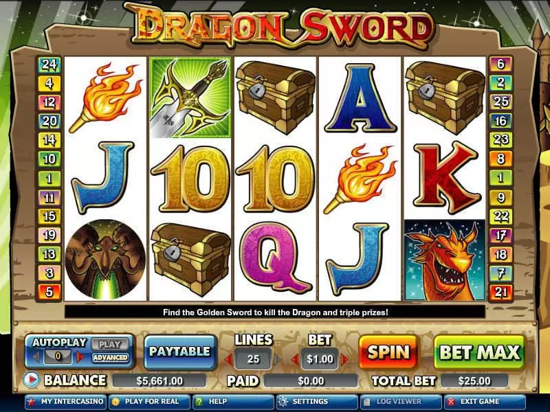 Dragon Sword CryptoLogic Slots - Main Screen Reels