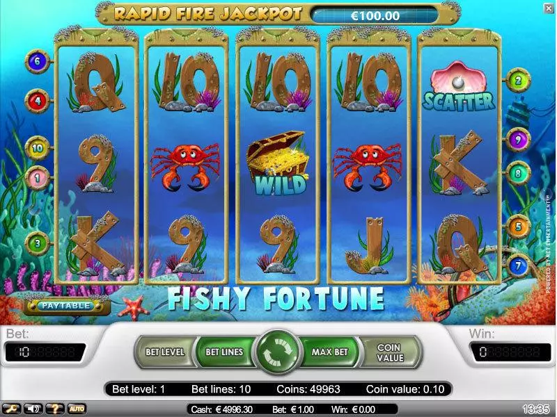 Fishy Fortune NetEnt Slots - Main Screen Reels