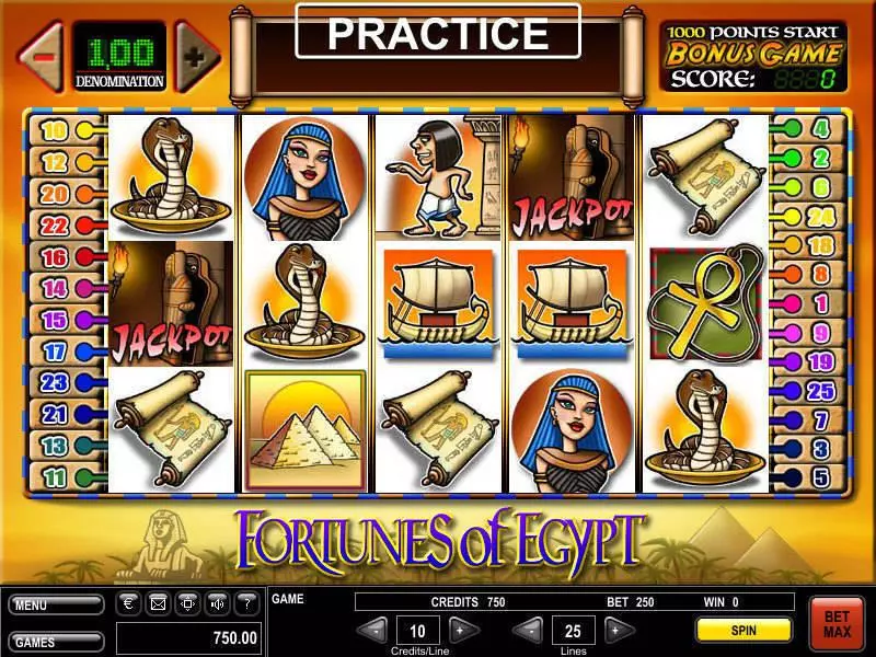 Fortunes of Egypt GTECH Slots - Main Screen Reels