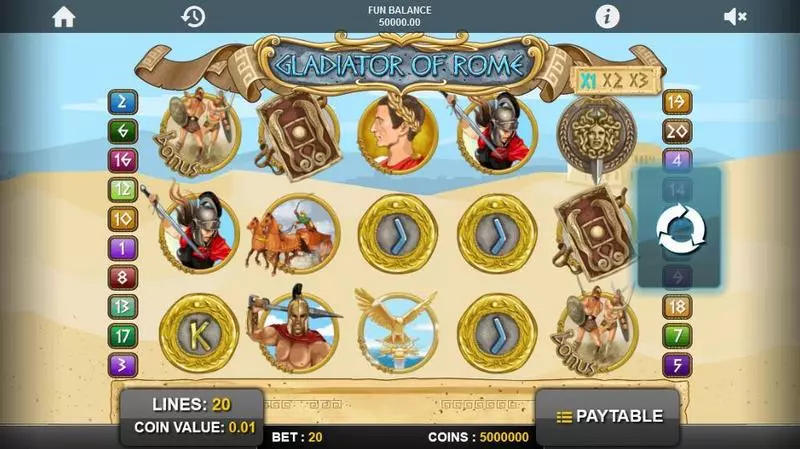 Gladiators of Rome  1x2 Gaming Slots - Main Screen Reels