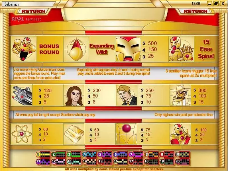 Goldenman Rival Slots - Info and Rules