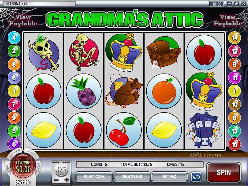 Grandma's Attic Rival Slots - Main Screen Reels