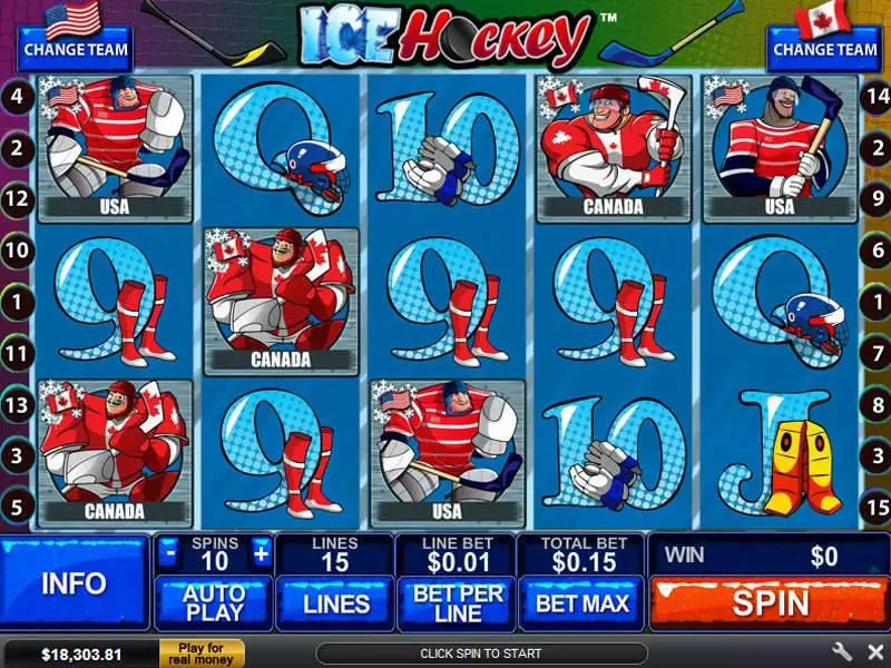 Ice Hockey PlayTech Slots - Main Screen Reels