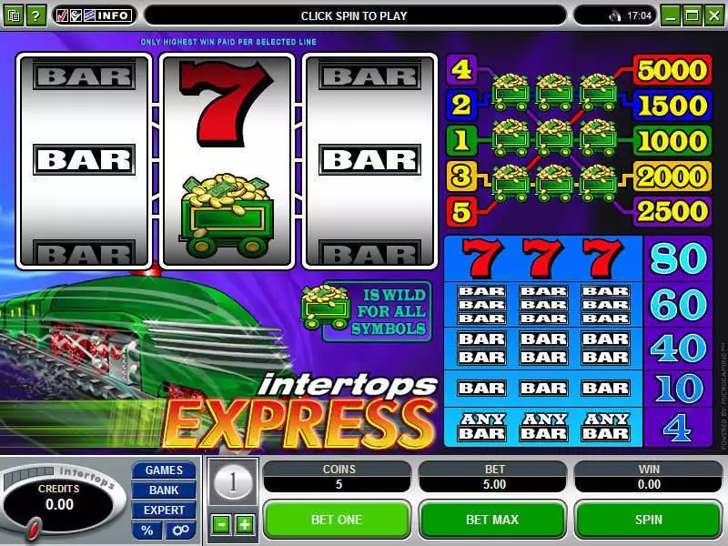 Intertops Express Microgaming Slots - Main Screen Reels