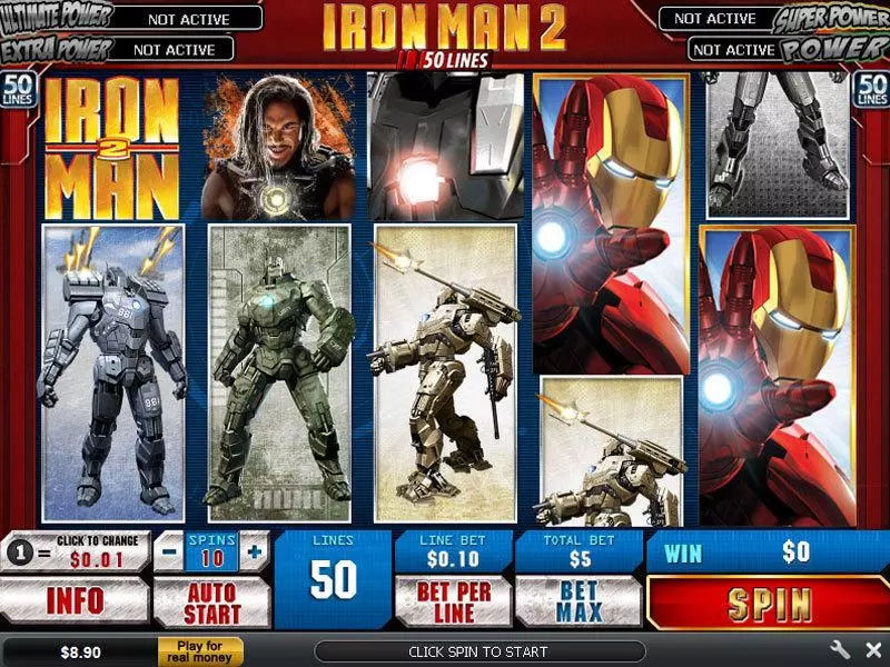 Iron Man 2 50 Line PlayTech Slots - Main Screen Reels
