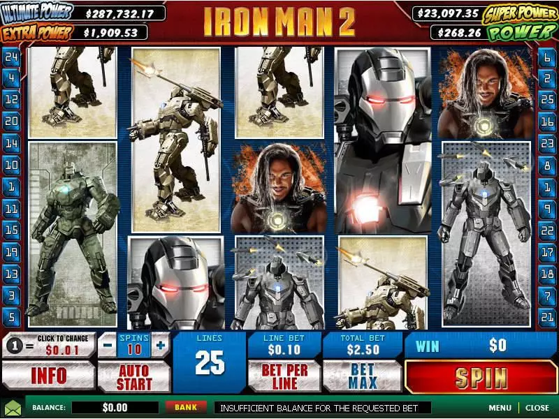 Iron Man 2 PlayTech Slots - Main Screen Reels