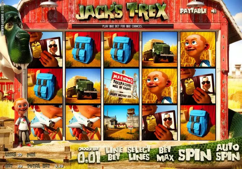 Jack's T-Rex Sheriff Gaming Slots - Main Screen Reels