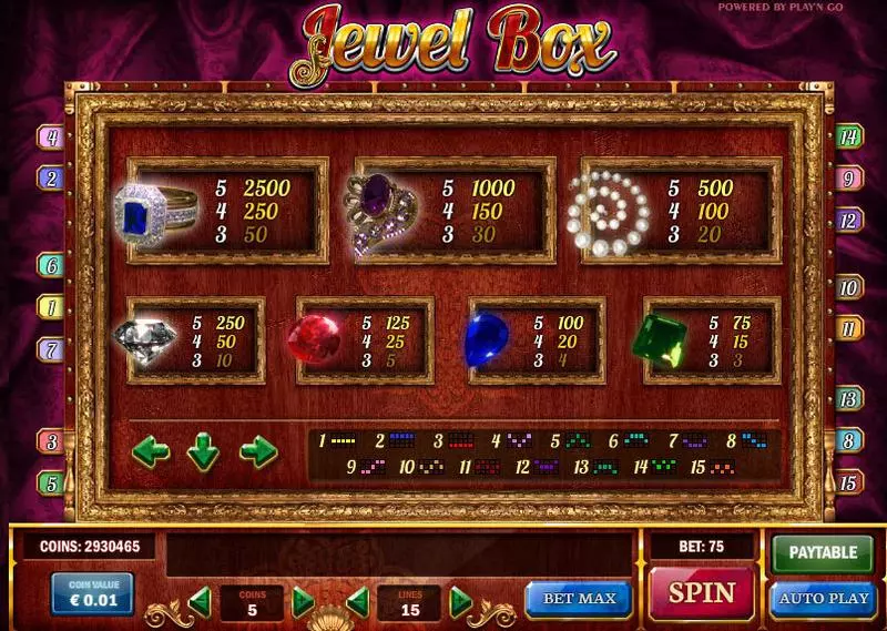Jewel Box Play'n GO Slots - Info and Rules