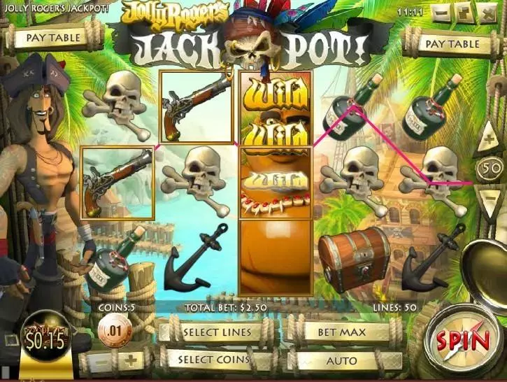 Jolly Roger Jackpot Rival Slots - Main Screen Reels