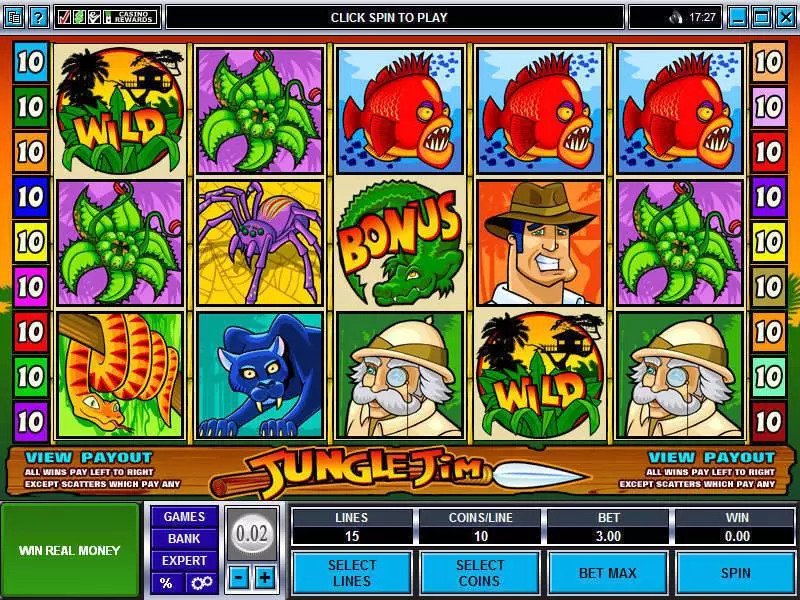 Jungle Jim Microgaming Slots - Main Screen Reels