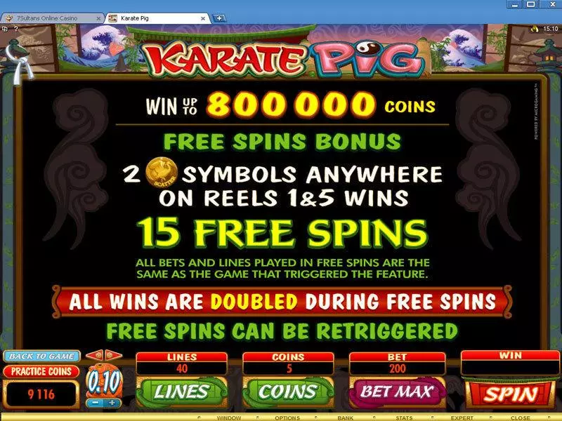 Karate Pig Microgaming Slots - Bonus 2