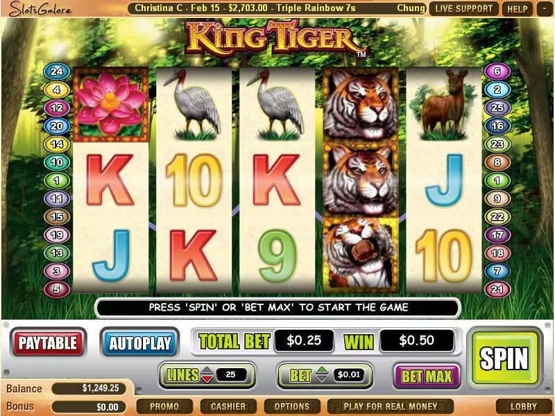 King Tiger WGS Technology Slots - Main Screen Reels
