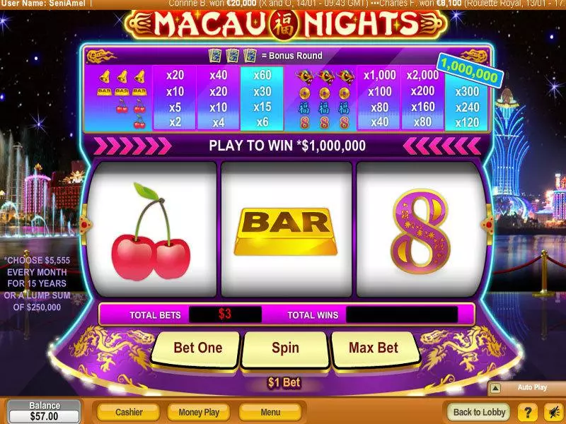 Macau Nights NeoGames Slots - Main Screen Reels