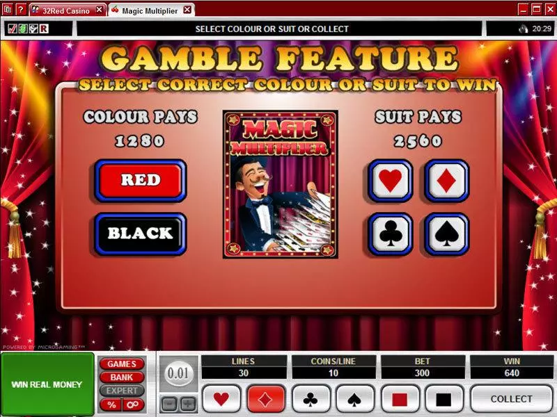 Magic Multiplier Microgaming Slots - Gamble Screen