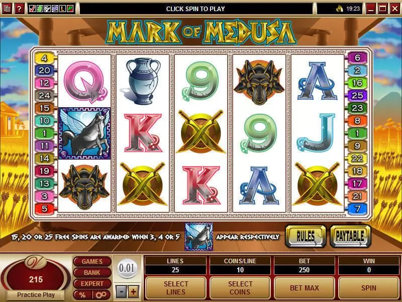 Mark of Medusa Microgaming Slots - Main Screen Reels