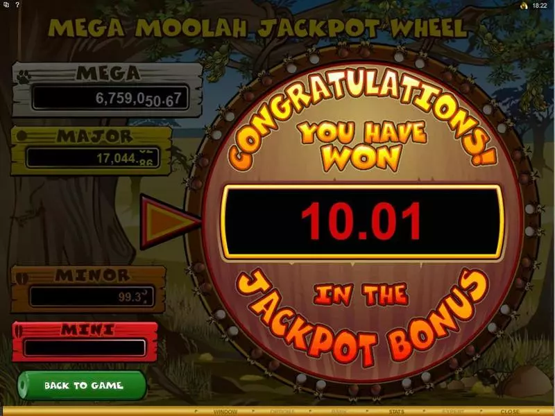 Mega Moolah Microgaming Slots - Winning Screenshot