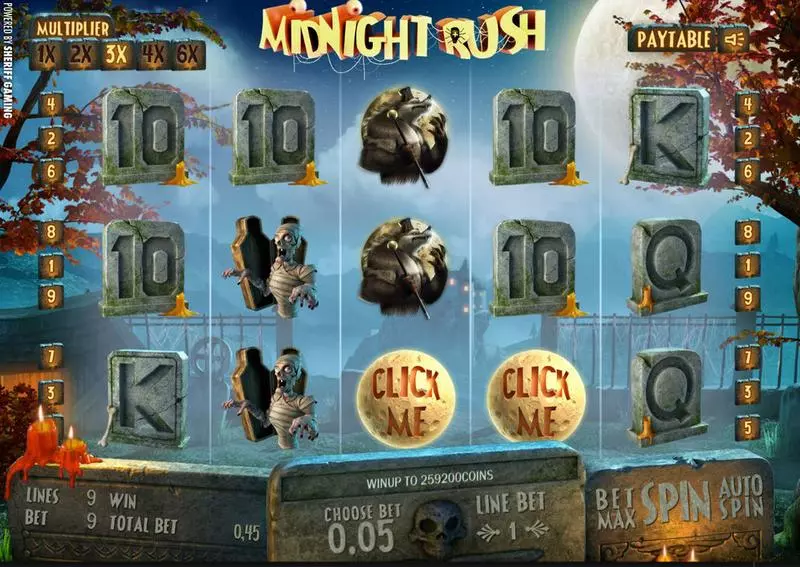 Midnight Rush Sheriff Gaming Slots - Main Screen Reels