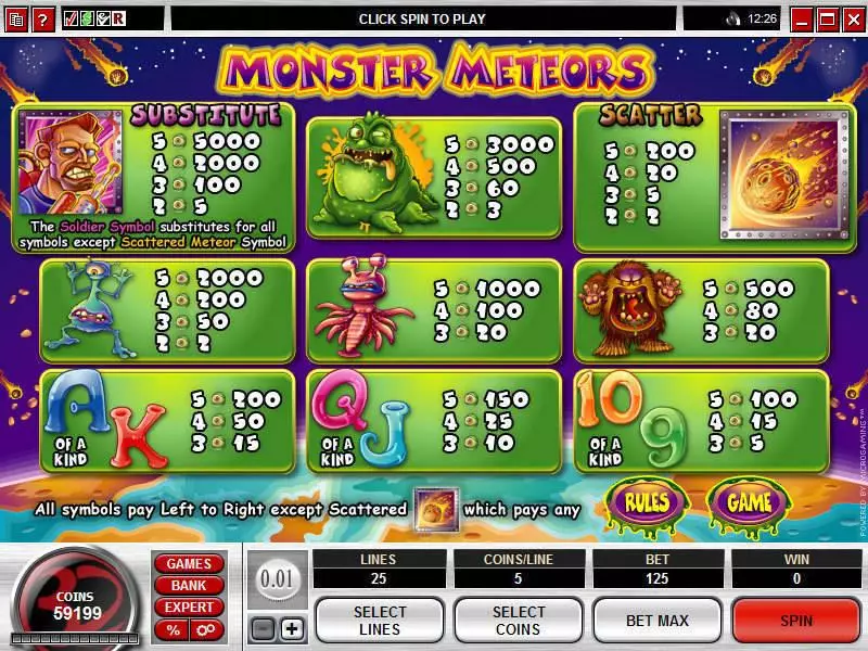 Monster Meteors Microgaming Slots - Info and Rules
