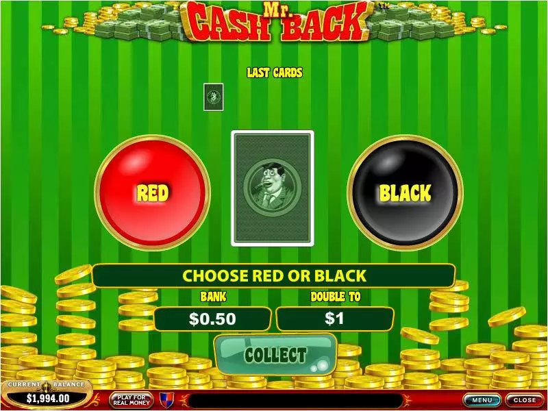 Mr. Cashback PlayTech Slots - Gamble Screen